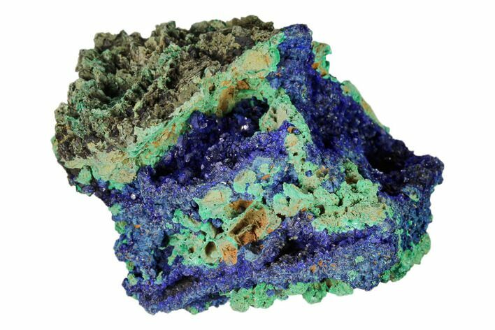 Sparkling Azurite Crystals with Malachite - Laos #149331